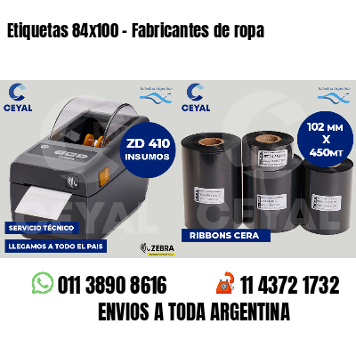 Etiquetas 84x100 - Fabricantes de ropa