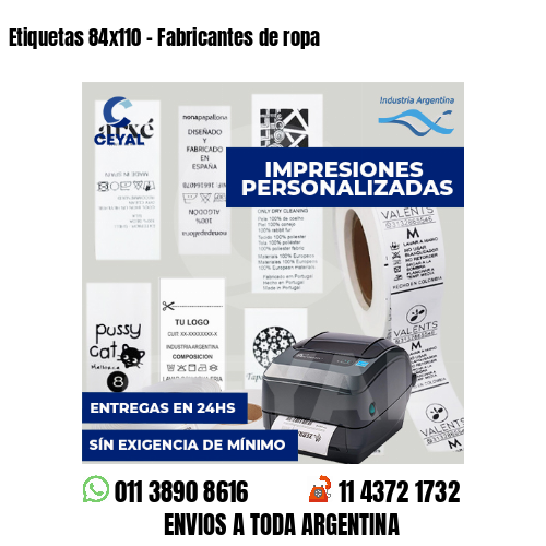 Etiquetas 84x110 - Fabricantes de ropa