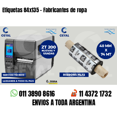 Etiquetas 84x135 - Fabricantes de ropa