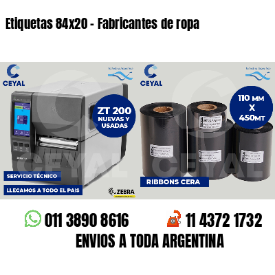 Etiquetas 84x20 - Fabricantes de ropa