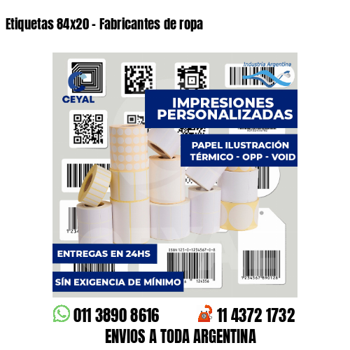 Etiquetas 84x20 - Fabricantes de ropa