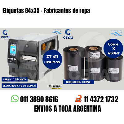 Etiquetas 84x35 - Fabricantes de ropa