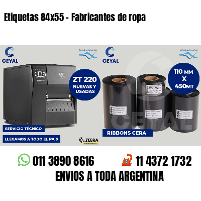 Etiquetas 84x55 - Fabricantes de ropa