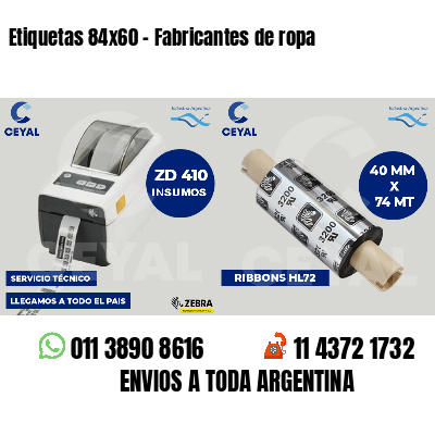 Etiquetas 84x60 - Fabricantes de ropa