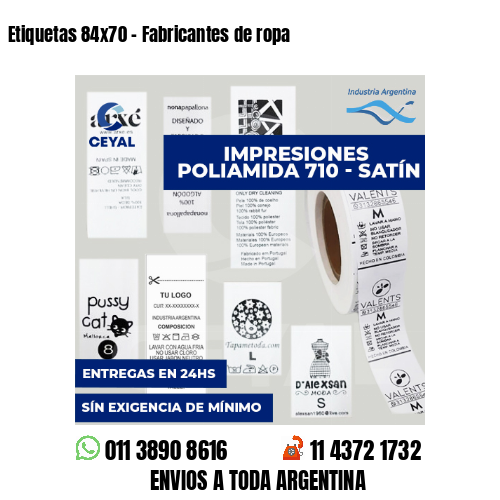 Etiquetas 84x70 - Fabricantes de ropa