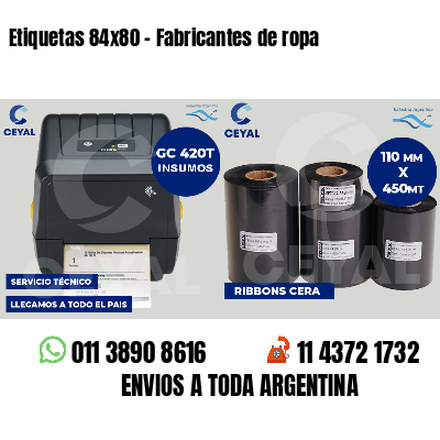 Etiquetas 84x80 - Fabricantes de ropa