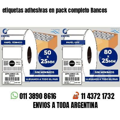 etiquetas adhesivas en pack completo Bancos