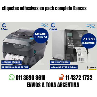 etiquetas adhesivas en pack completo Bancos