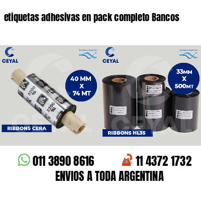 etiquetas adhesivas en pack completo Bancos