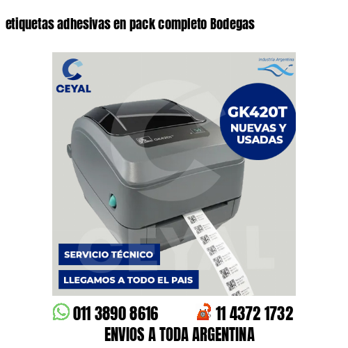 etiquetas adhesivas en pack completo Bodegas