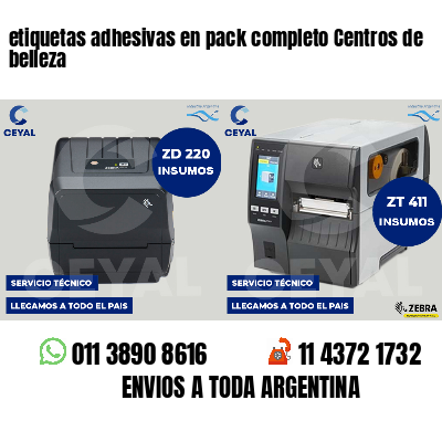 etiquetas adhesivas en pack completo Centros de belleza