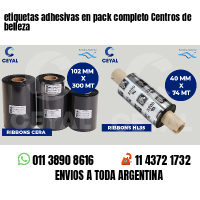 etiquetas adhesivas en pack completo Centros de belleza