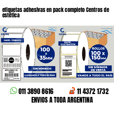 etiquetas adhesivas en pack completo Centros de estética