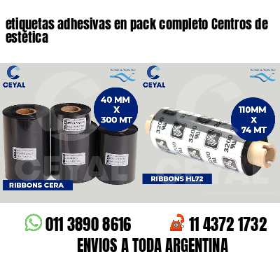 etiquetas adhesivas en pack completo Centros de estética