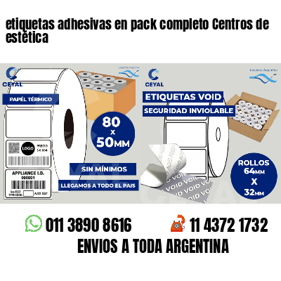 etiquetas adhesivas en pack completo Centros de estética
