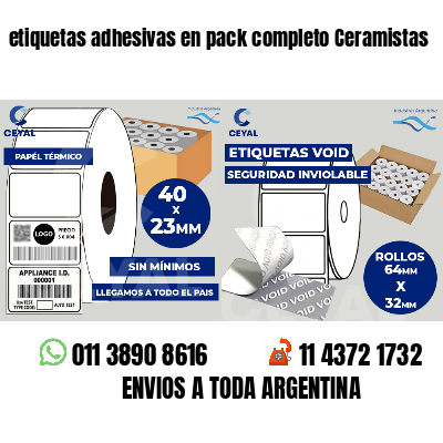 etiquetas adhesivas en pack completo Ceramistas