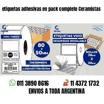 etiquetas adhesivas en pack completo Ceramistas