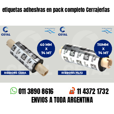 etiquetas adhesivas en pack completo Cerrajerías