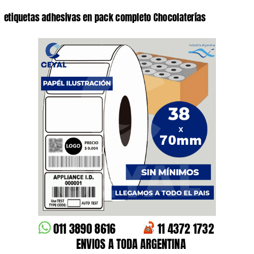 etiquetas adhesivas en pack completo Chocolaterías