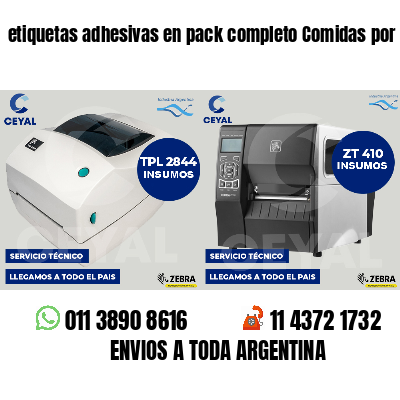 etiquetas adhesivas en pack completo Comidas por peso