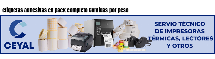 etiquetas adhesivas en pack completo Comidas por peso