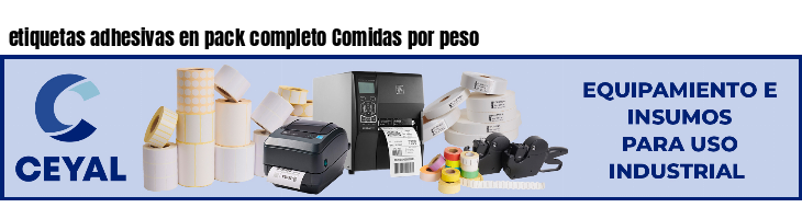 etiquetas adhesivas en pack completo Comidas por peso