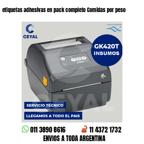 etiquetas adhesivas en pack completo Comidas por peso