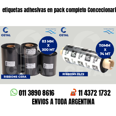 etiquetas adhesivas en pack completo Concecionaria