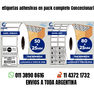 etiquetas adhesivas en pack completo Concecionaria