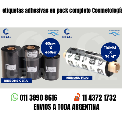 etiquetas adhesivas en pack completo Cosmetología