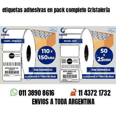 etiquetas adhesivas en pack completo Cristalería