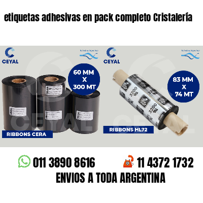 etiquetas adhesivas en pack completo Cristalería