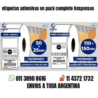 etiquetas adhesivas en pack completo Despensas