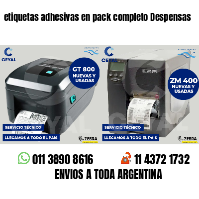 etiquetas adhesivas en pack completo Despensas