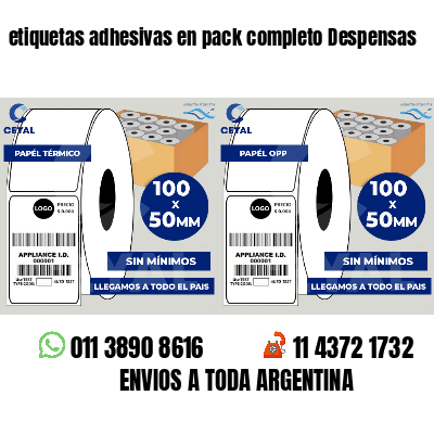 etiquetas adhesivas en pack completo Despensas