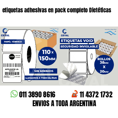 etiquetas adhesivas en pack completo Dietéticas