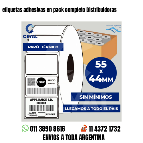 etiquetas adhesivas en pack completo Distribuidoras