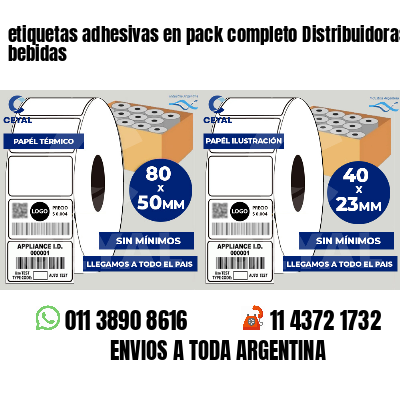 etiquetas adhesivas en pack completo Distribuidoras de bebidas