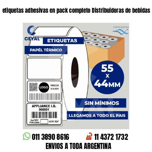 etiquetas adhesivas en pack completo Distribuidoras de bebidas