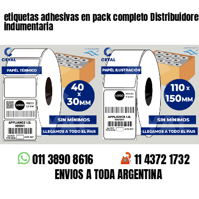 etiquetas adhesivas en pack completo Distribuidores de indumentaria