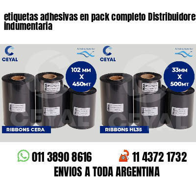 etiquetas adhesivas en pack completo Distribuidores de indumentaria