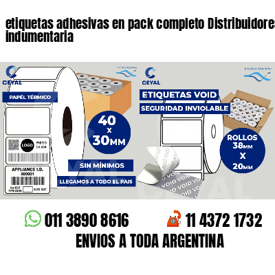 etiquetas adhesivas en pack completo Distribuidores de indumentaria