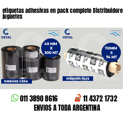 etiquetas adhesivas en pack completo Distribuidores de juguetes