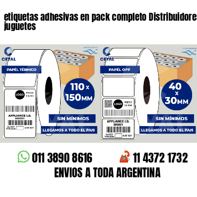 etiquetas adhesivas en pack completo Distribuidores de juguetes