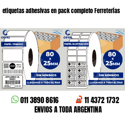 etiquetas adhesivas en pack completo Ferreterías