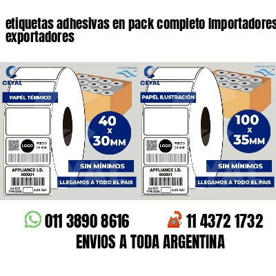 etiquetas adhesivas en pack completo Importadores y exportadores