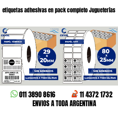 etiquetas adhesivas en pack completo Jugueterías