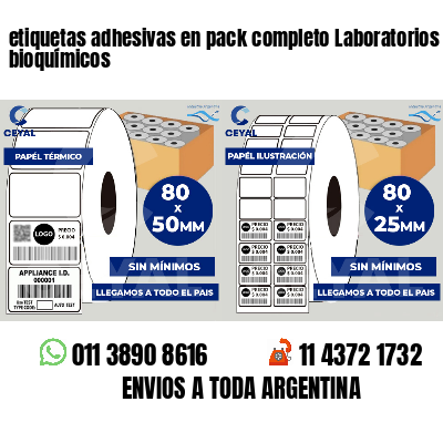 etiquetas adhesivas en pack completo Laboratorios bioquímicos