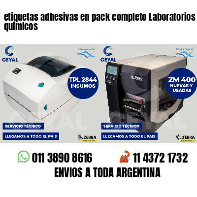 etiquetas adhesivas en pack completo Laboratorios químicos