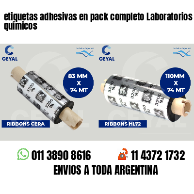 etiquetas adhesivas en pack completo Laboratorios químicos